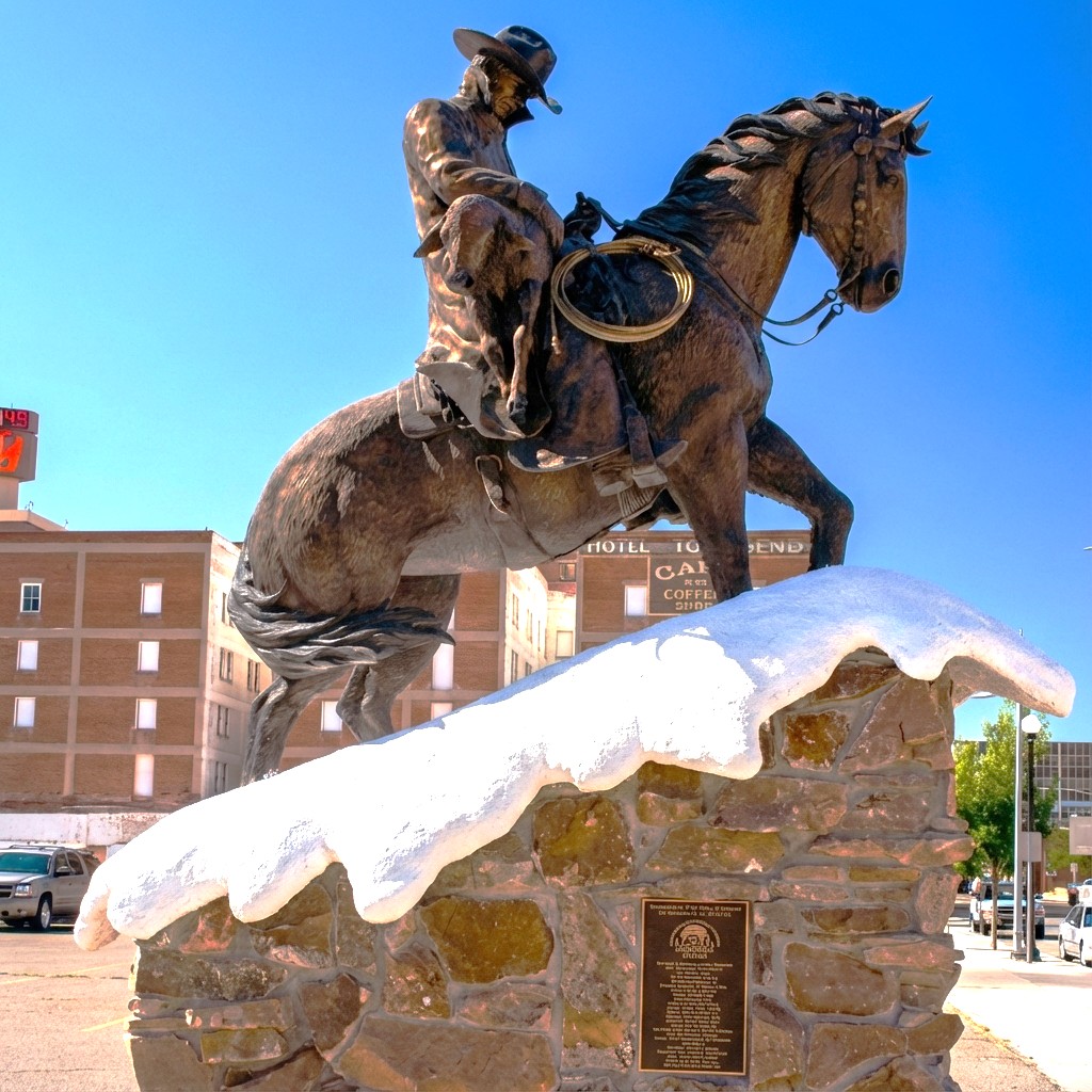bronze sculpture patina 20% Chance of Flurries by Chris Navarro Casper Wyoming