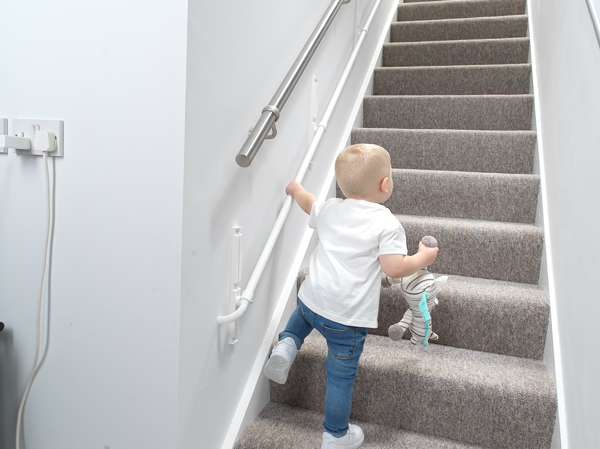 baby crawling stairs