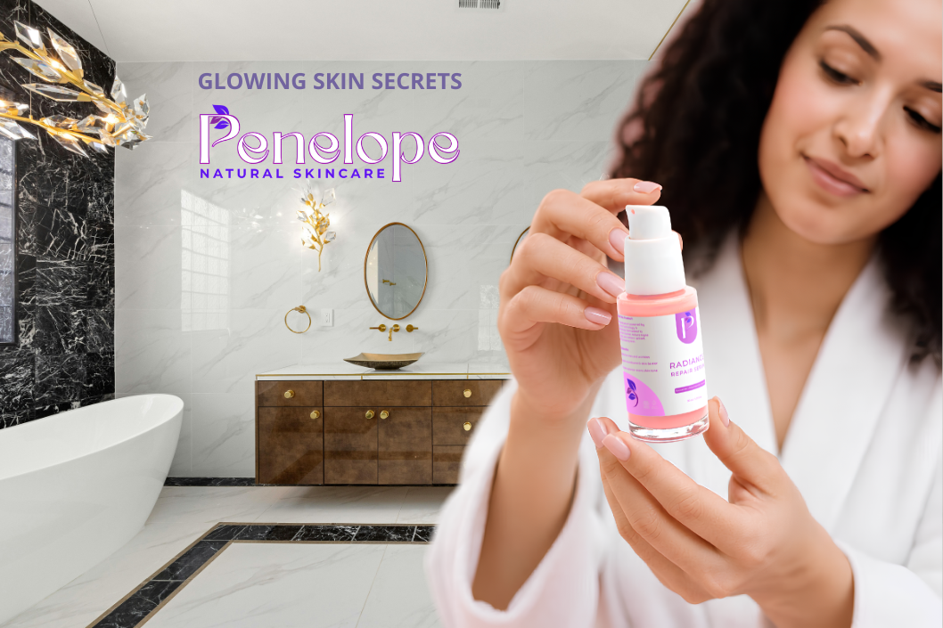 Young woman holding face serum with peptides