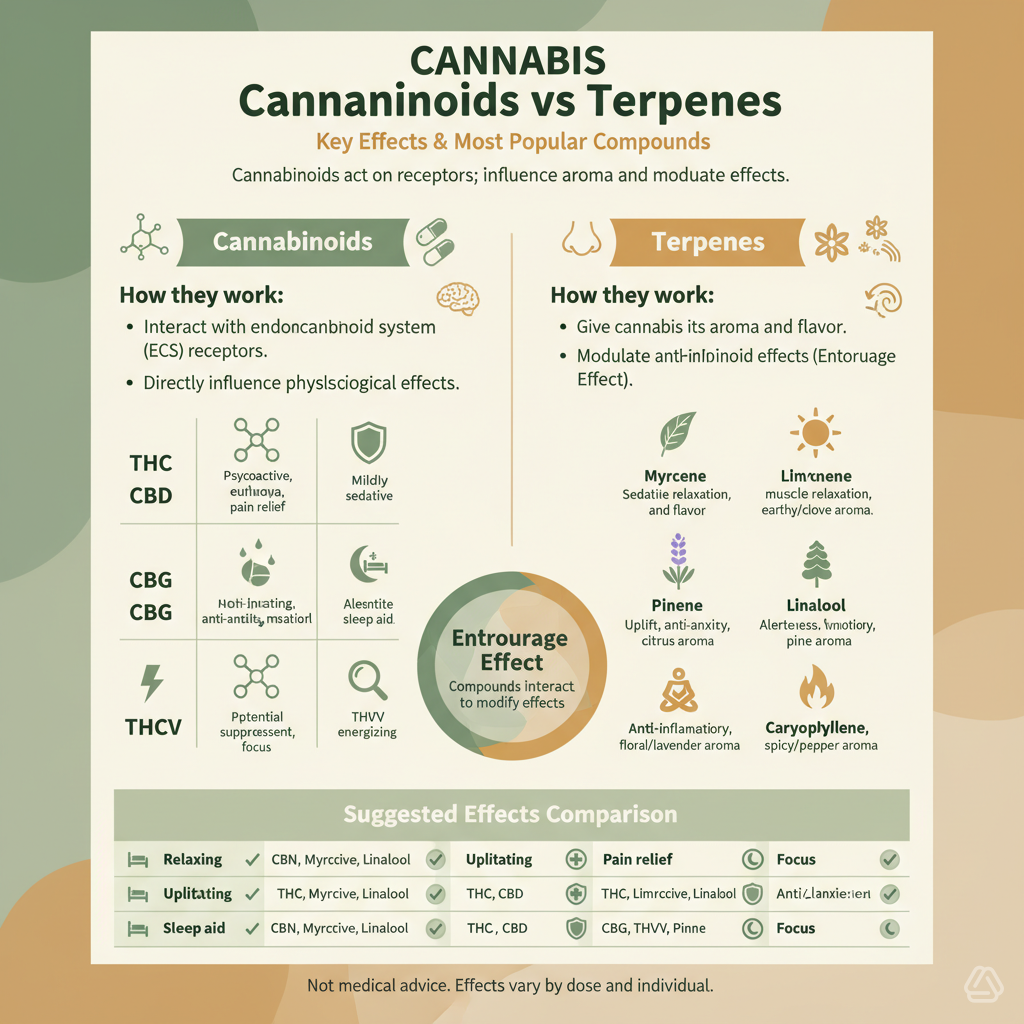 Cannabinoids versus Terpenes info graph
