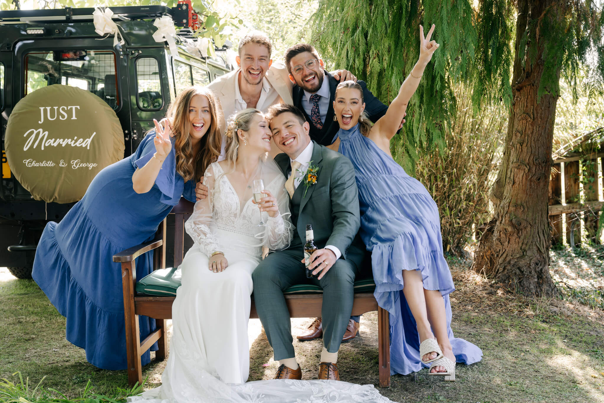fun group photo captured by relaxed Sussex wedding Photographer Paul Streeter-Staniford